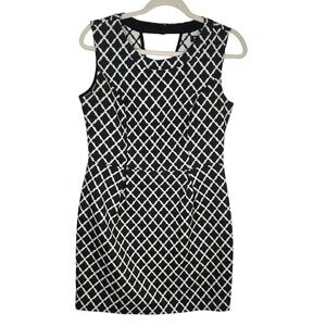 PIT Amsterdam Dress US 4 Black White Geometric Sleeveless Sheath Modern